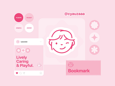 Cyauza - Logo Design application brand branding child daughter design feminim flat fun girl graphic design identity illustration interface kids logo pink playground ui vector