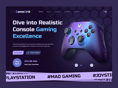 GameGrid Gaming Console Product Website app design cart consoles design ecommerece figma figma design gaming gaming console joystick landing page online shop product design ps5 rifat ony ui ux website design xbox