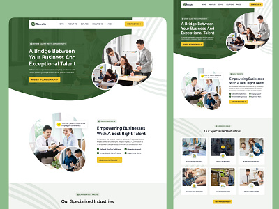 Staffing and Recruitment Agency Landing Page agency fleexstudio hero section hiring hr human resource job portal landing page modern website design recruitment recruitment agency staffing agency startup uiux web design web developer webdesigner website design