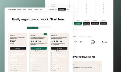 Asana pricing page redesign animation asana asana pricing page design branding design graphic design landing page motion graphics pricing page soft ui dashboard react ui website website design
