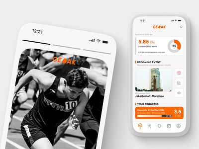 Gerak app redesign concept active bold branding clean design figma home screen interface lifestyle logo mobile modern onboarding running ui ui ux ux