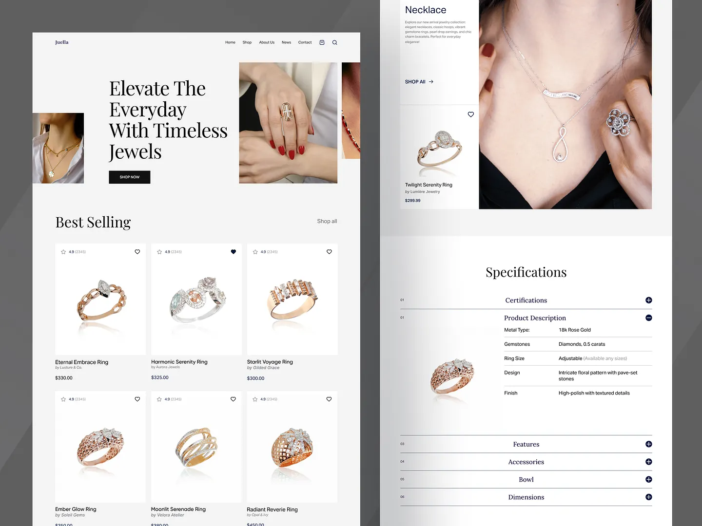 Stunning Jewelry Website Design for Timeless Elegance