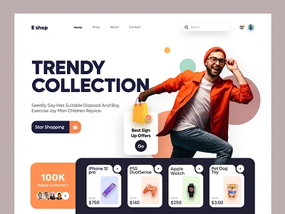 Shoply - Online Shopping Landing Page Website Design design e commerce e commerce website ecommerce shop landing page online shopping online store online store commerc ui web web page webdesign website website design