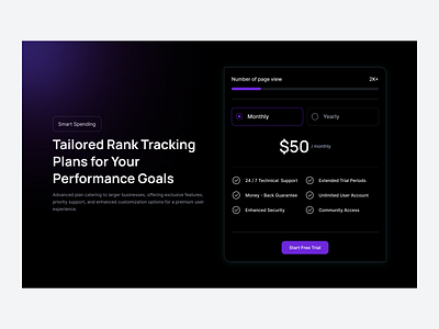 Pricing plan for dark theme with feature list clean e commerce pricing minimalist price pricing card pricing page pricing table pricing website saas pricing service subscription plans ui uniqueness ux