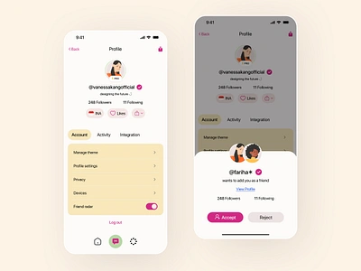 Profile & Connection Screen app clean profile page ui uiux ux ux design