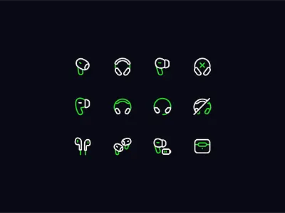 Neaticons Earphone, Headphone Icons - Duoline Style audio branding duoline ear earphone feedback handsfree headphone icon icon design icon pack iconography icons neaticons podcast support