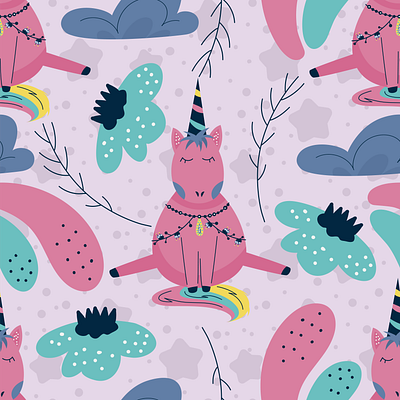 Playful Unicorn Seamless Pattern for Kids design illustration