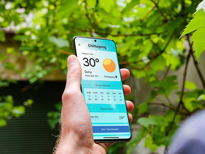 Weather app android app appdesign clean design framer green light minimal mobiledesign modern responsive smart sun ui userinterface ux weather webflow wireframe