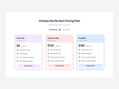 Multicolor pricing cards clean e commerce pricing minimalist price pricing card pricing page pricing table pricing website saas pricing service subscription plans ui design uniqueness ux design