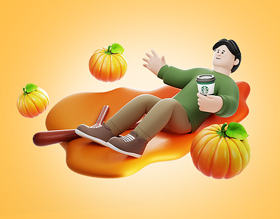 STARBUCKS - A Fall Classic 3d 3d animation animation blender brand branding cgi character coffee commercial design graphic design halloween illustration logo motion graphics product pumpkin shop starbucks