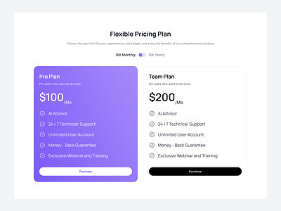 Two column pricing cards clean e commerce pricing minimalist price pricing card pricing page pricing table saas pricing service subscription plans ui uniqueness ux