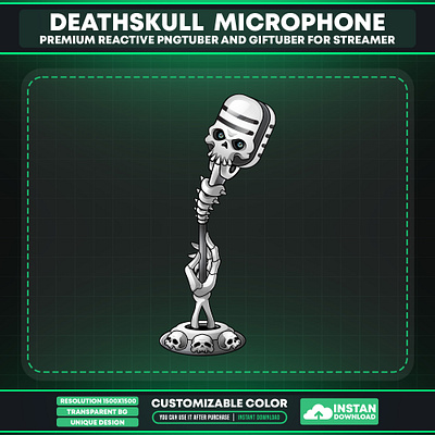 Skeleton Microphone for Vtuber - Vtuber Asset Microphone skeleton mic