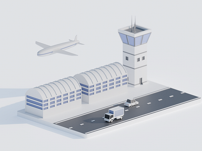 Airport 3D Illustration 3d 3d art 3d artwork 3d illustration 3d model 3d modeling aeroplane artwork building buisness car city company design graphic design illustration marketing marketing illustration road tower