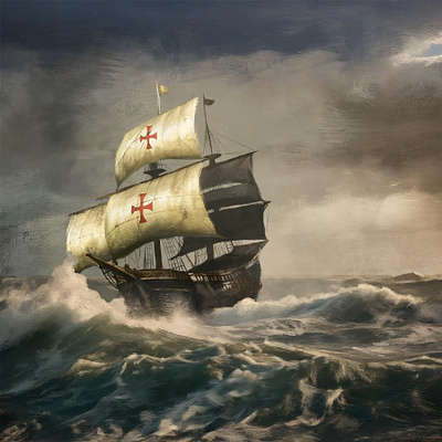 Christopher Columbus' caravel caravel christopher columbus christophercolumbus discovery of america discoveryofamerica medieval oil painting tradigital