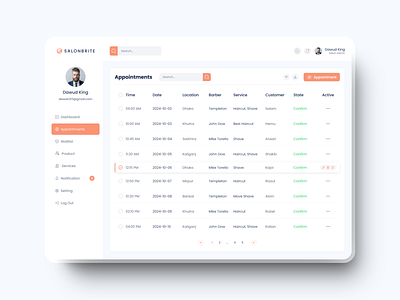 Barber Shop Appointments Page Dashboard UI best dashboard design crypto dashboard dashboard interface dashboard website template design template employee product product design saas management report saas product uiux ux web application web design ui web desinger website