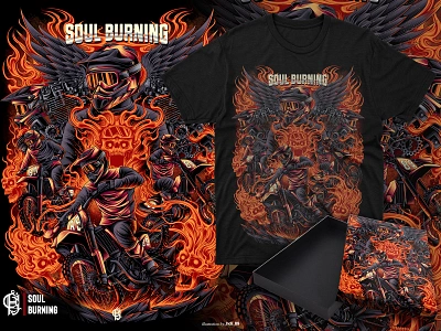 Soul Burning art artwork design digital drawing drawing illustration merchandise motorcross rider or die skulldesign tshirt design tshirts