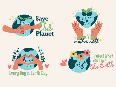 Kawaii characters planet earth eco friendly letterings characters earth day eco friendly kawaii lettering love planet