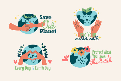 Kawaii characters planet earth eco friendly letterings characters earth day eco friendly kawaii lettering love planet