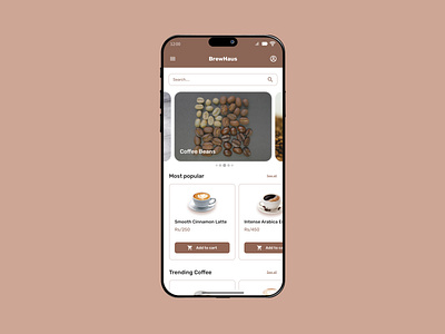 Daily UI Challenge # 34 - Mobile Homepage android branding coffe coffee beans daily challenge daily ui daily ui challenge 34 design figma figma design home home page illustration iphone mobile mobile home page ui uiux