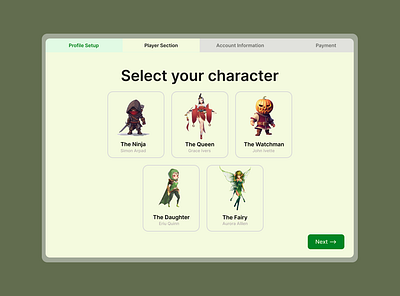 Select your character: Daily UI Day 12 3d animation branding graphic design logo motion graphics ui