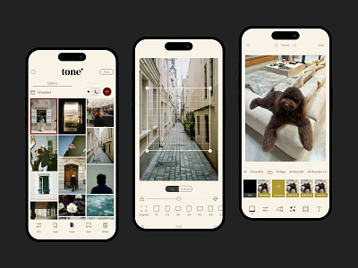 Tone App - Photo Editing app design ios iphone app minimal ui minimalist photo editing photo filter product design ui ux