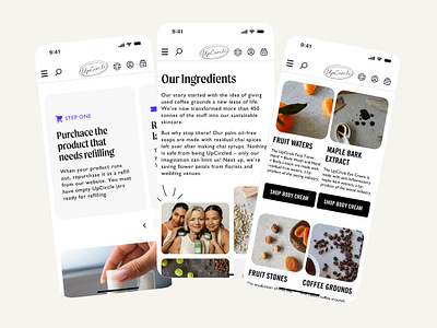 UpCircle I Landing Pages Mobile beauty carousel figma grid homepage ingredients landing page mobile ui ux