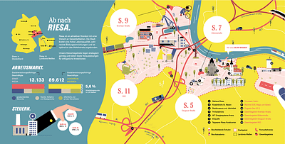 Illustrated Map of Riesa flat illustration illustration map map illustration vector illustration