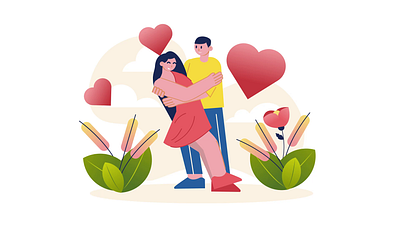 Dancing Couple 2D Animation 2d animation couple dance dancing date dating flat flowers heart hearts illustration love lovers man motion nature romance romantic scene woman