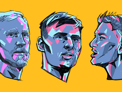 LTU - Trio character football football portraits footballers illustration illustrator lithuania lithuania football ltu people portrait portrait illustration procreate soccer soccer illustrations