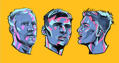 LTU - Trio character football football portraits footballers illustration illustrator lithuania lithuania football ltu people portrait portrait illustration procreate soccer soccer illustrations