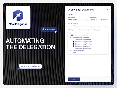 Tool for automation the delegation process adaptive b2b business components interface logo mobile web design product design uxui