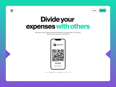 Splitwise landing redesign app design concept design figma finances financial financial app landing landing page minimaldesign mobile app money redesign ui uidesign ux uxdesign web web design