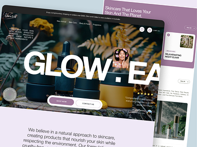 Glow.era// Website//2024 design ecommerce landing page minimal popular shot product shopify skin care ui uidesign website