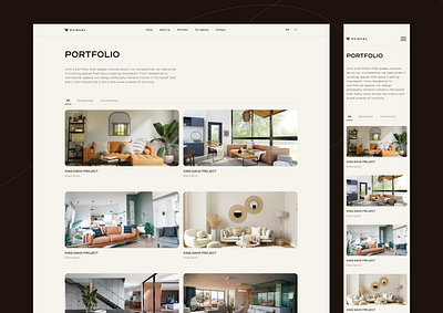 Interior Design Portfolio cards clean dailyui design desktop figma interior minimal mobile portfolio responsive swiss design tabs ui ux web