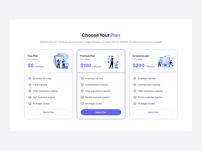 Pricing components with illustration clean e commerce pricing minimalist price pricing card pricing page pricing table pricing website saas pricing service subscription plans ui design uniqueness ux design