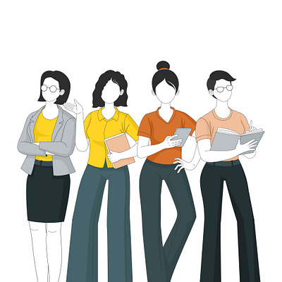 Business woman team set with leader isolated vector illustration business business women character design flat design illustration modern design people smart women student vector women womens illustration