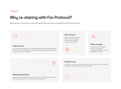 Fox Protocol - Landing Page / Features ai bento grid brand crypto desktop features fox landing page minimal modern orange section simple staking ui design web design web3 website