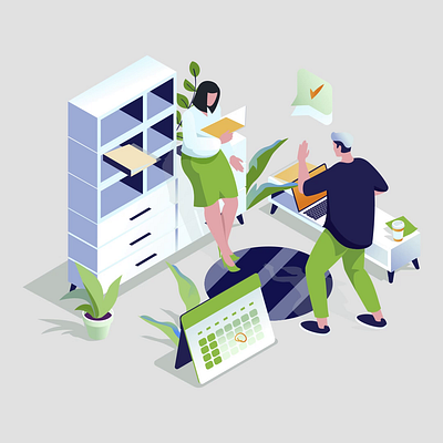 Team Feedback 2D Isometric Animation 2d animation business collaboration communication discussion feedback flat illustration isometric man motion office project team teamwork woman work environment workplace workspace