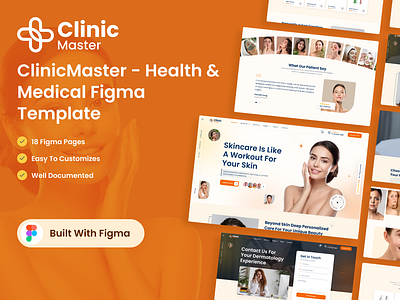 ClinicMaster - Health & Medical Figma Template 3d animation branding creative design figma graphic design illustration logo motion graphics product design template ui ui design uiux user experience user interface ux design website