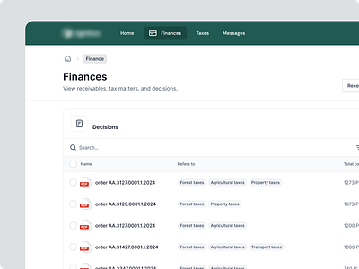 App for taxpayers - business and individual / Decisions b2b b2c decisions documents download finance pdf product design saas search table tabs taxes taxpayer web app