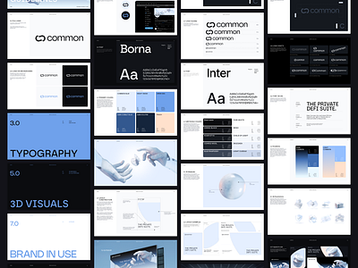 Common - Brandbook 3d blue brandbook branding common crypto defi fonts gradient graphic design grid hands layout logo logotype madebyproperly properly textures web3