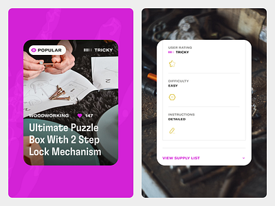 DIY Project UI detail difficulty instructables level notes project purple rating tags title ui user
