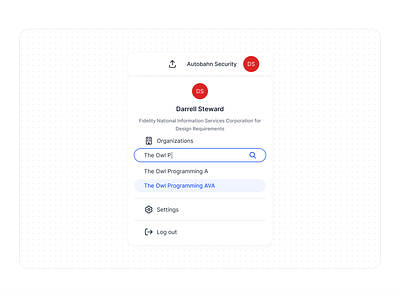 Profile automation component design system logout profile search ui design user experience user interface ux