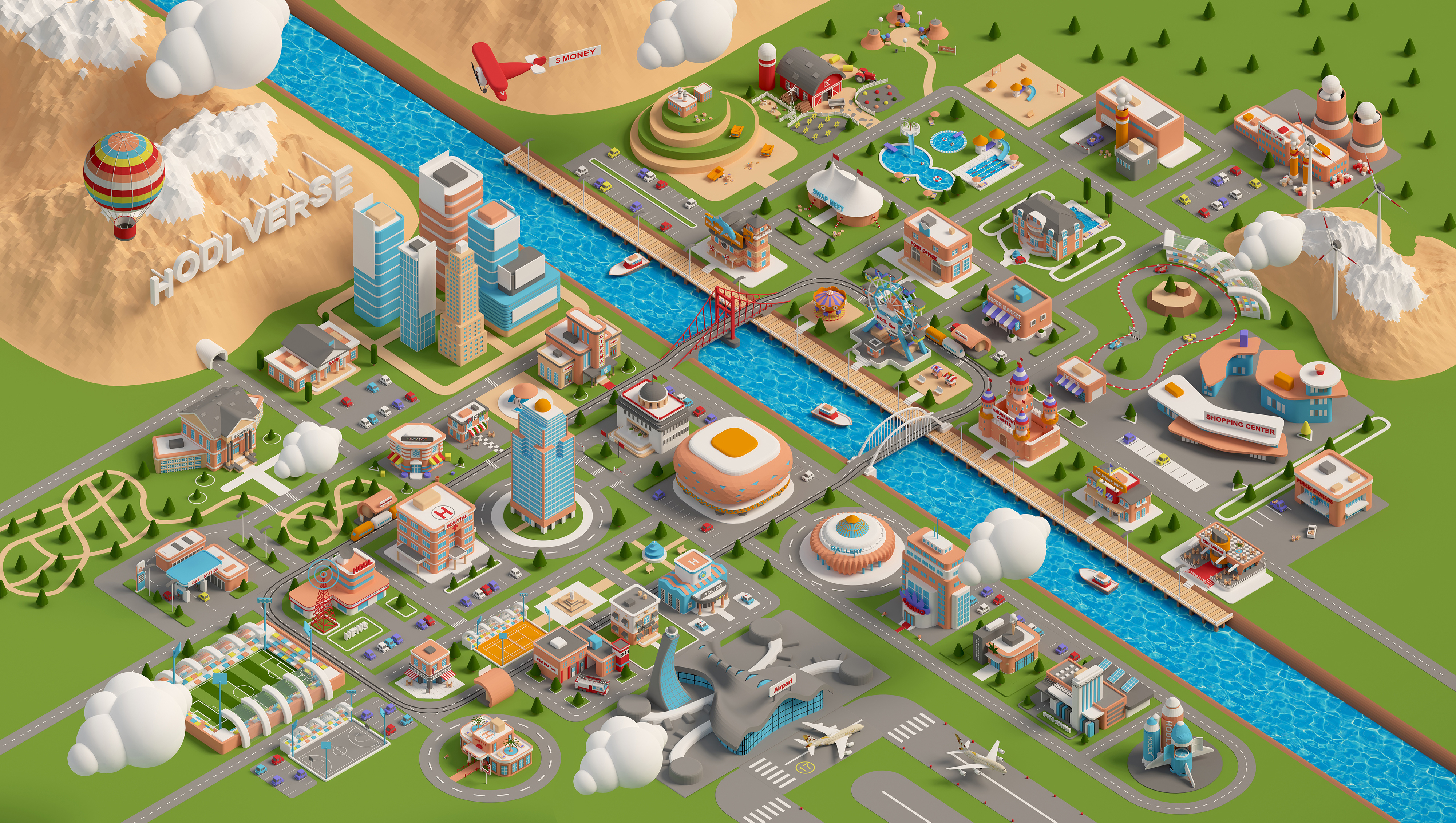 HODLVERSE - Hodl Valley 3d animation branding city design game gaming graphic design illustration infographic interface isometric landing page lowpoly marketing motion graphics render ui web3