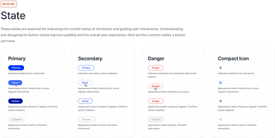 Button state behaviors buttons design design system documentation interface product states ui website