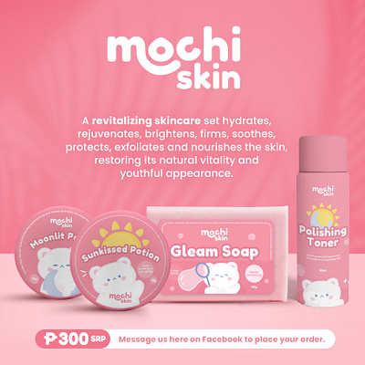 Mochi Skin Poster Ads graphic design poster ads poster design posters product poster skincare packaging skincare products social media posters