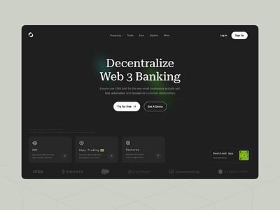 Crypto Landing Page UI abstract crypto dark gradient landing page solid ui web web3