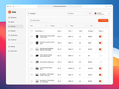 Zels - E-Commerce SaaS Dashboard analytics analytics dashboard charts clean component dashboard dashboard design data ecommerce analytics web app product product design saas saas dashboard sales sales dashboard stats ui design vanguard vanguard cx web app