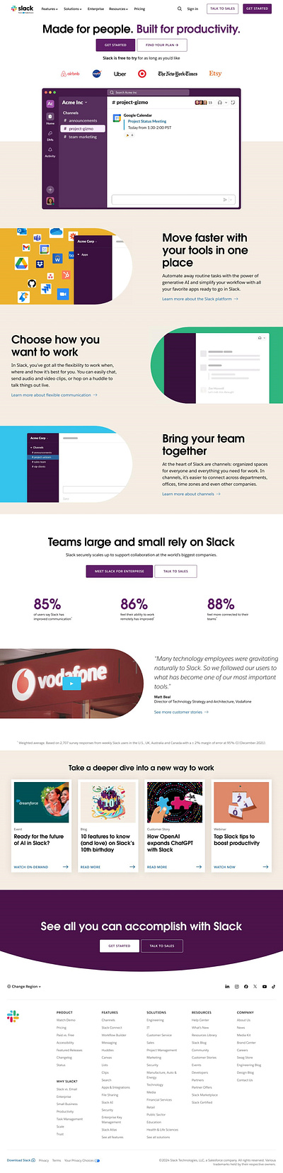 slack landing page branding graphic design