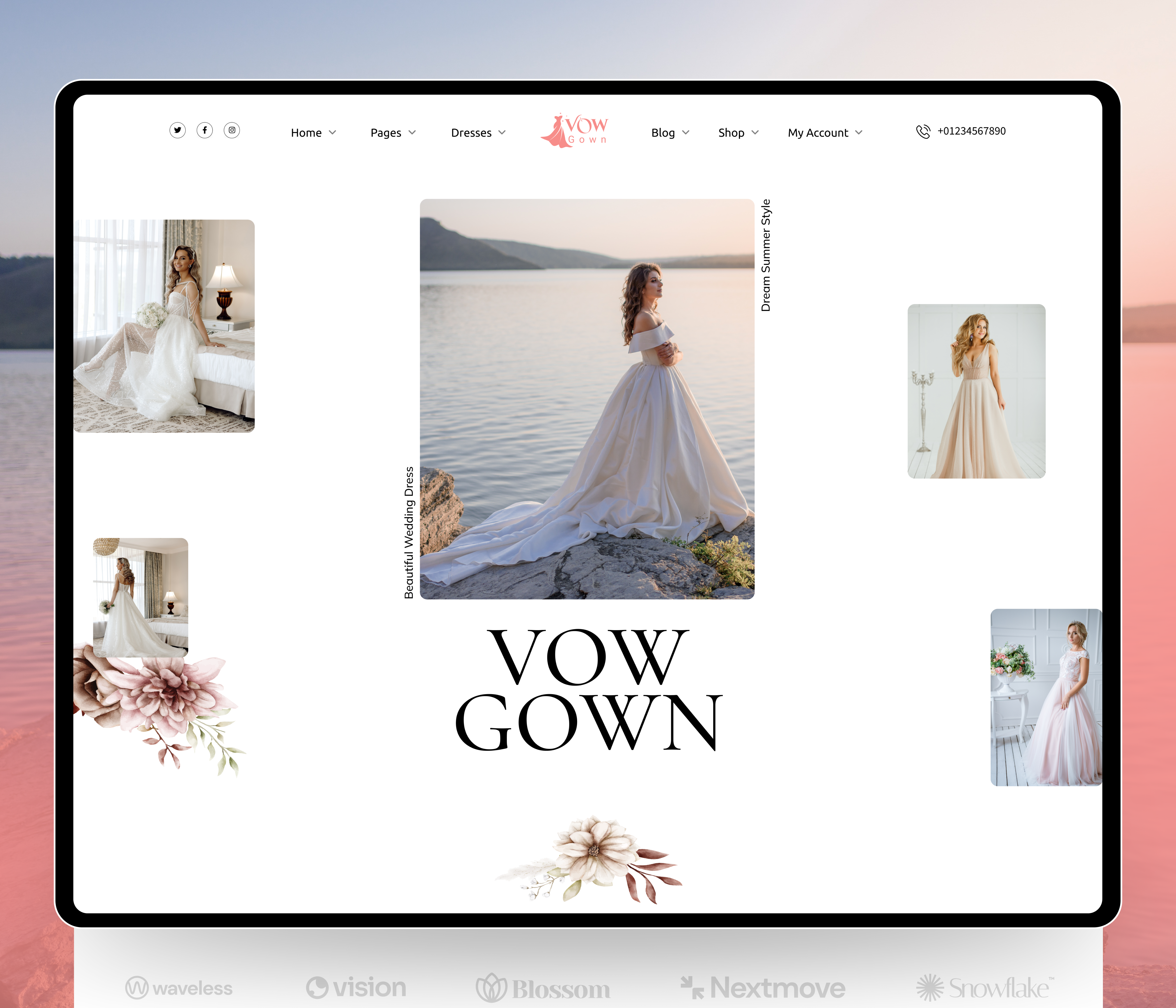 VowGown | Wedding dress rental service Leading Page agency animation branding clean ui creative fireart studio graphic design logo motion graphics ui website wedding agency wedding planner